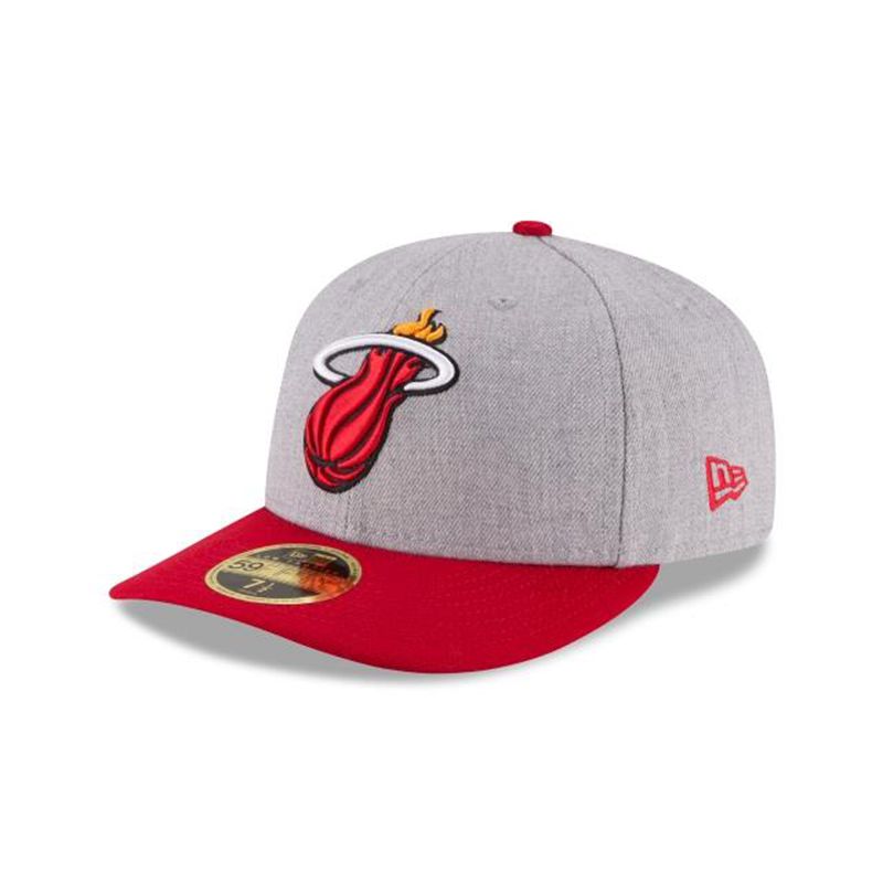 NBA Miami Heat Heather Low Profile 59Fifty Fitted (SWS8188) - Grey New Era Caps